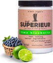 Electrolitos de superieur – Suplemento de electrolitos basados en plantas w/Sea Minerals for Hydration & Recovery–Keto Friendly, Non-GMO, Zero Sugar, Vegan, Healthy Sports Drink Powder–Lime Blueberry (70 Servings)