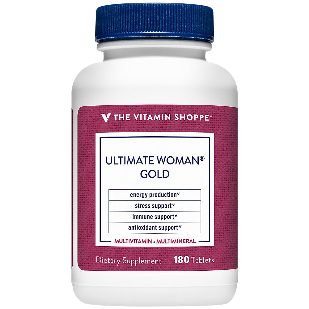 La vitamina Shoppe Ultimate Woman Gold Multivitamin - con hierro, vitaminas B &amp; vitamina D3 y más para apoyar la producción de energía, bonificación &amp; salud inmune - Gluten Free Multi-Mineral (180 tabletas)
