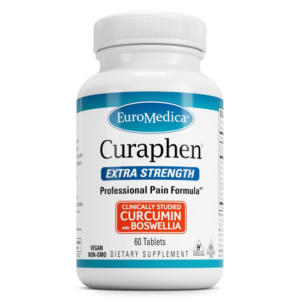 EuroMedica Curaphen Extra Strength - Curcumin " Boswellia Supplement for Healthy Circulation Support - Turmeric Supplement to Support Joints, Muscle Health " Endorphin Production - 60 Tablets