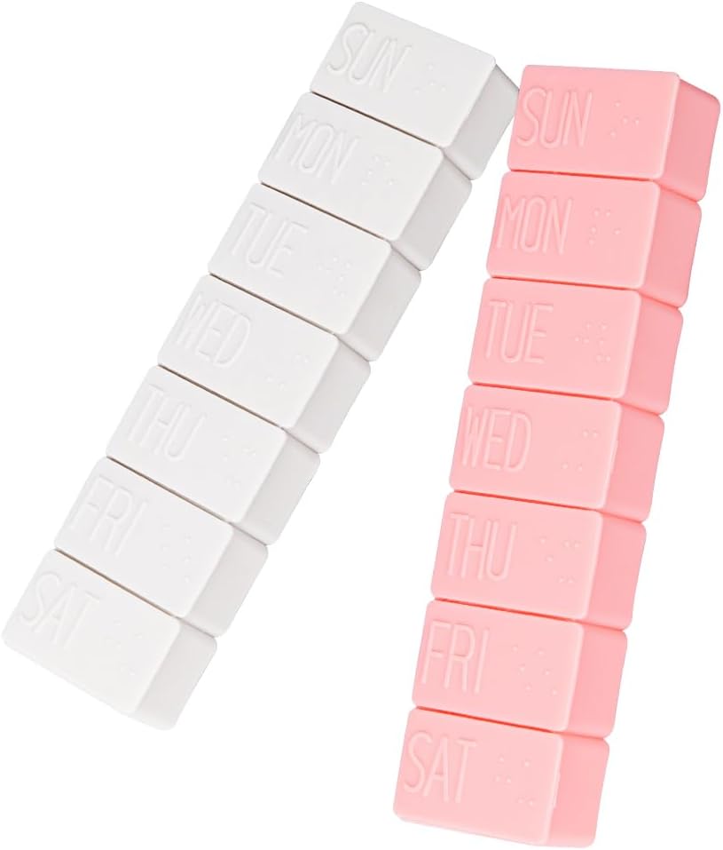 sanderala 2Pack Organizador semanal de píldoras,Extra Casos grandes de 7 días de píldoras Viaja Caja de píldoras diarias para aceite de pescado, suplementos de calcio y otras píldoras de vitamina