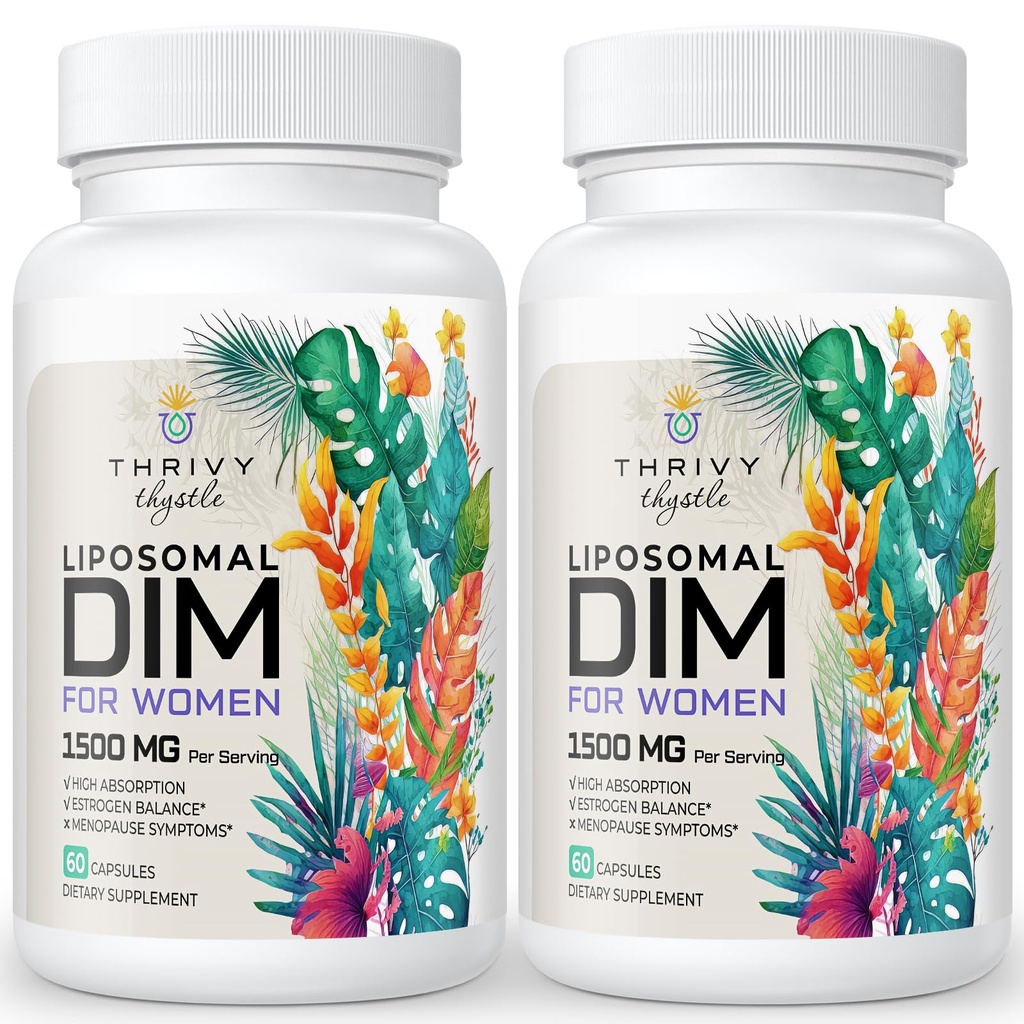 Suplemento Liposomal DIM - 1500 mg Suplemento de la mujer DIM - Suplementos de estrógeno Contiene vitamina E, Primrose de noche, Cohosh negro, ácidos grasos Omega-3 (2 Pack)