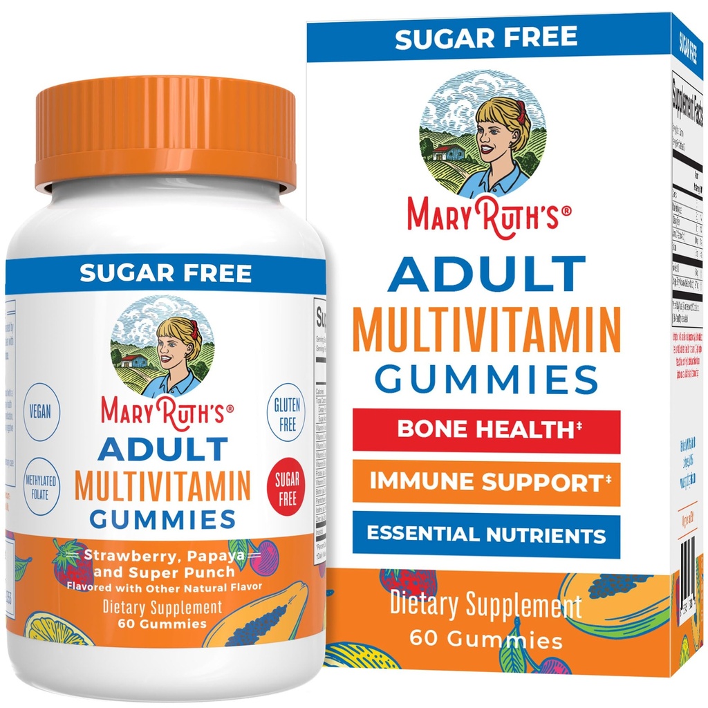 MaryRuth Orgánicas Multivitamina para Mujeres y Hombres Silenciosos Azúcar Libre Silencio Adulto Gummy Multimineral con Vitamina C TENIDO D y E ANTERIENTE B Vitaminas ANTERIOR Biotin ANTE Zinc ANTE Vegan Silencio No-OMM Silencio Gluten Gratis 60 Conde