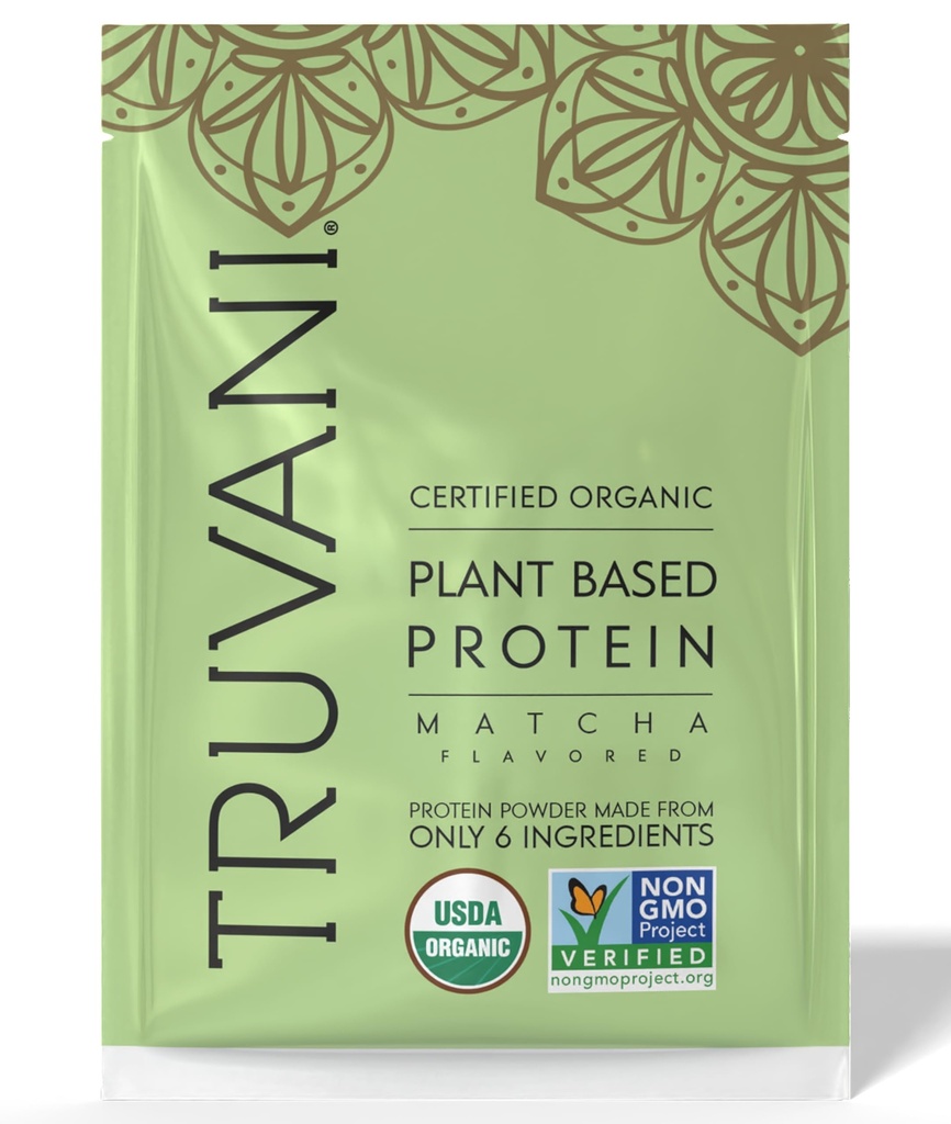 Truvani Vegan Pea Protein Powder ← Matcha ← 20g Org Orgánica Planta Basada Proteína Silencio 1 Servir ← Keto Silencio Gluten &amp; Dairy Free ← Carb bajo Silencio No Añadido Sugar