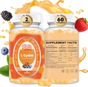 L-Lysine Gummies 1000mg - L-Lysine Suplementos para niños y adultos - Lip and Cold Sore* Soporte para mujeres - Gummies de Lysine Chewable con vitamina B12 - Vegan, No GMO, Libre de gluten, 120 Condes
