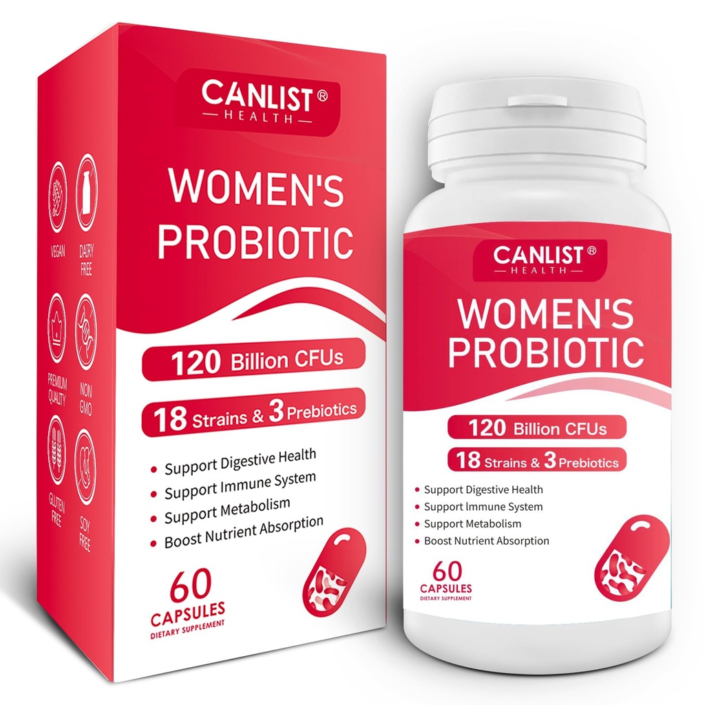 Probióticos de mujeres120 Billones CFUs 18 Strains 3 Prebióticos & Enzimas Digestivos Contiene Prebiótico Ecológico Cranberry Mujeres Salud Digestivo &amp; Apoyo Inmunitario Non-GMO Soy Gluten Dairy Free