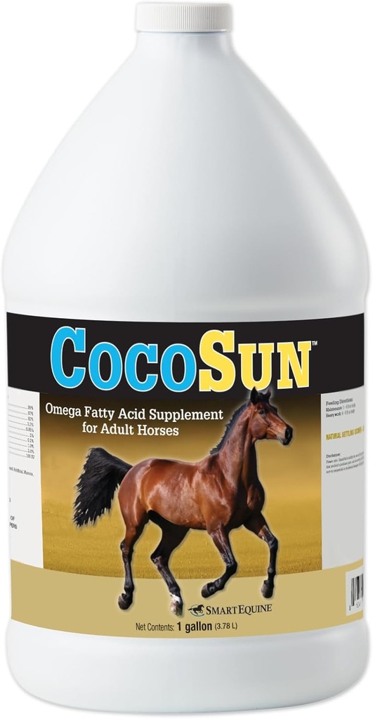 CocoSunTM Petróleo Omega Caballo Complemento Silencioso Omega 3, 6, 9 Suplementos Ideal para la piel sana y las corbatas brillantes vivieron Suplementos de Caballos para la ganancia de peso latitud 1 Gallon