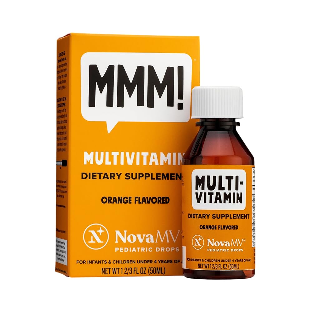 NovaFerrum MMM | Multivitamin for Kids, Infants and Toddlers | Vitamin C, D3, E | Gluten Free Certified | Sugar Free | No Artificial Colors | Ages 4 & Under | Orange Flavored | 2 Fl Oz (50 mL)