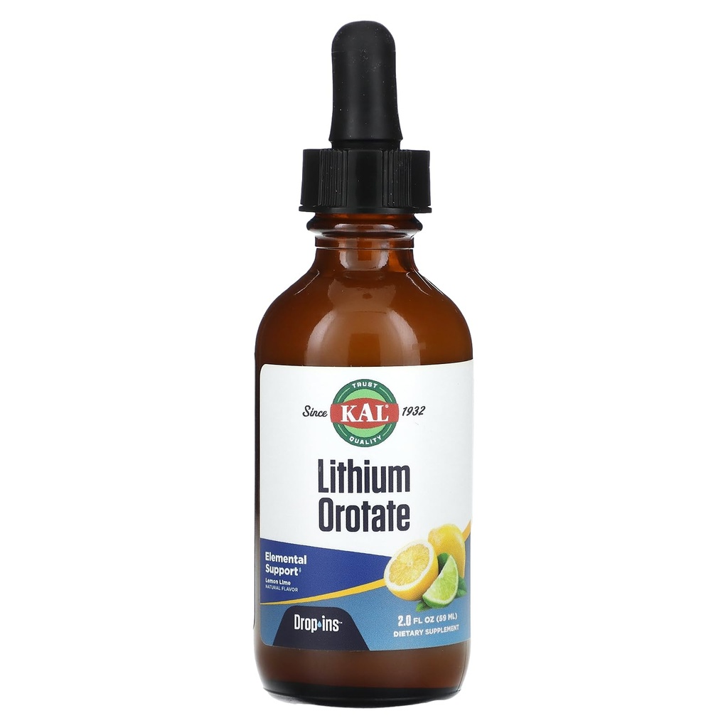 Lithium Orotate Drops, Lemon Lime, 2 fl oz (59 ml), KAL