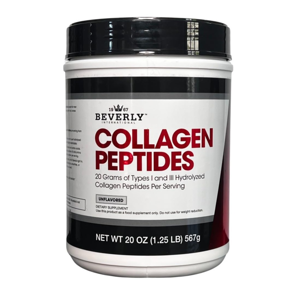 Beverly International Collagen Peptides Protein Powder. Aspecto juvenil: Esquía, cabello, uñas, huesos y salud conjunta. Fácil de usar, altamente absorbible. 18 Gramos de Proteína, Desarrollado 20 oz.