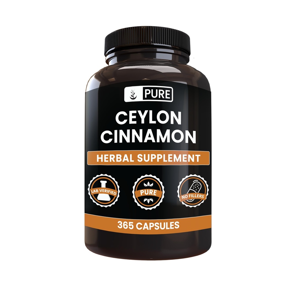 Ingredientes originales puros canela de Ceylán (365 cápsulas) No hay magnesio ni artillería de arroz