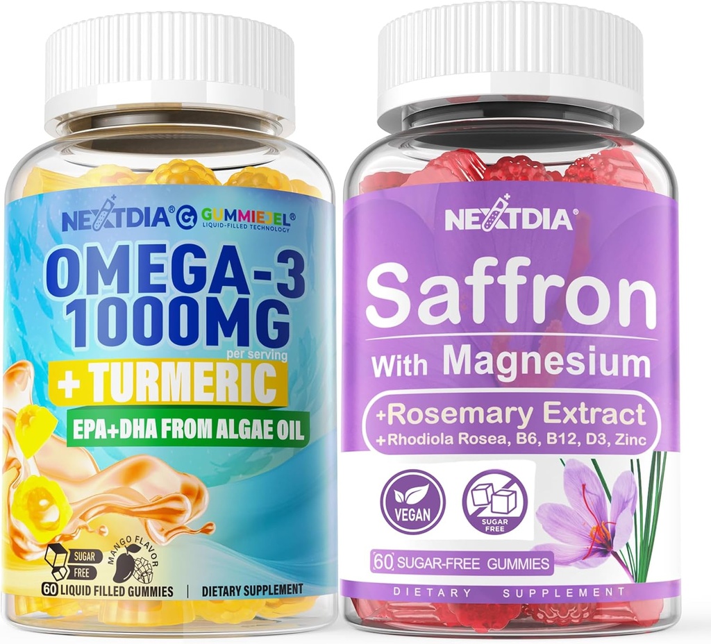 Vegan Omega-3 1000mg + Turmérico, Saffron Suplementos Gummies