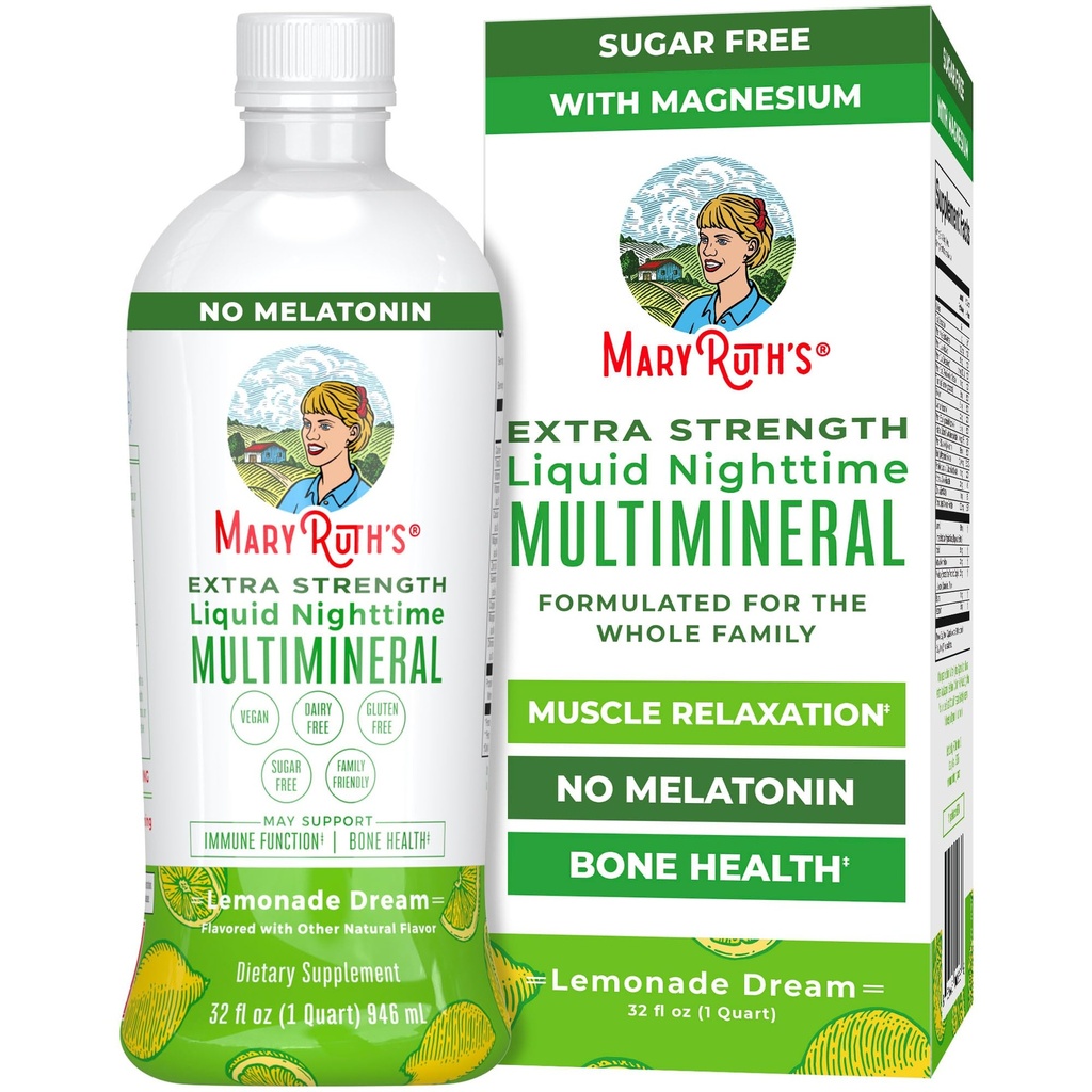 MaryRuth Organics Extra Strength Nighttime Liquid Multimineral TENIDO Sugar Gratis TEN calma Magnesium Citrate TEN NO Melatonin ANTE Calcium Magnesium Zinc ← Muscle Relaxation ← Lemonade Flavor TEN Vegan Silencio 32