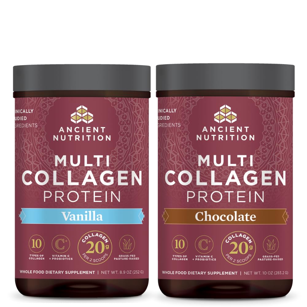 Antigua Nutrición Multi Collagen Protein Powder, Vainilla, 24 Servimientos + Multi Collagen Protein Powder, Chocolate, 24 Servimientos