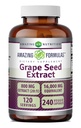 Amazing Formulas Grape Seed 800 Mg Extract (20:1) TEN 16000 Mg Equivalent TEN Veggie Capsules ← Non-GMO TEN Gluten-Free TEN Made in USA (240 Count)