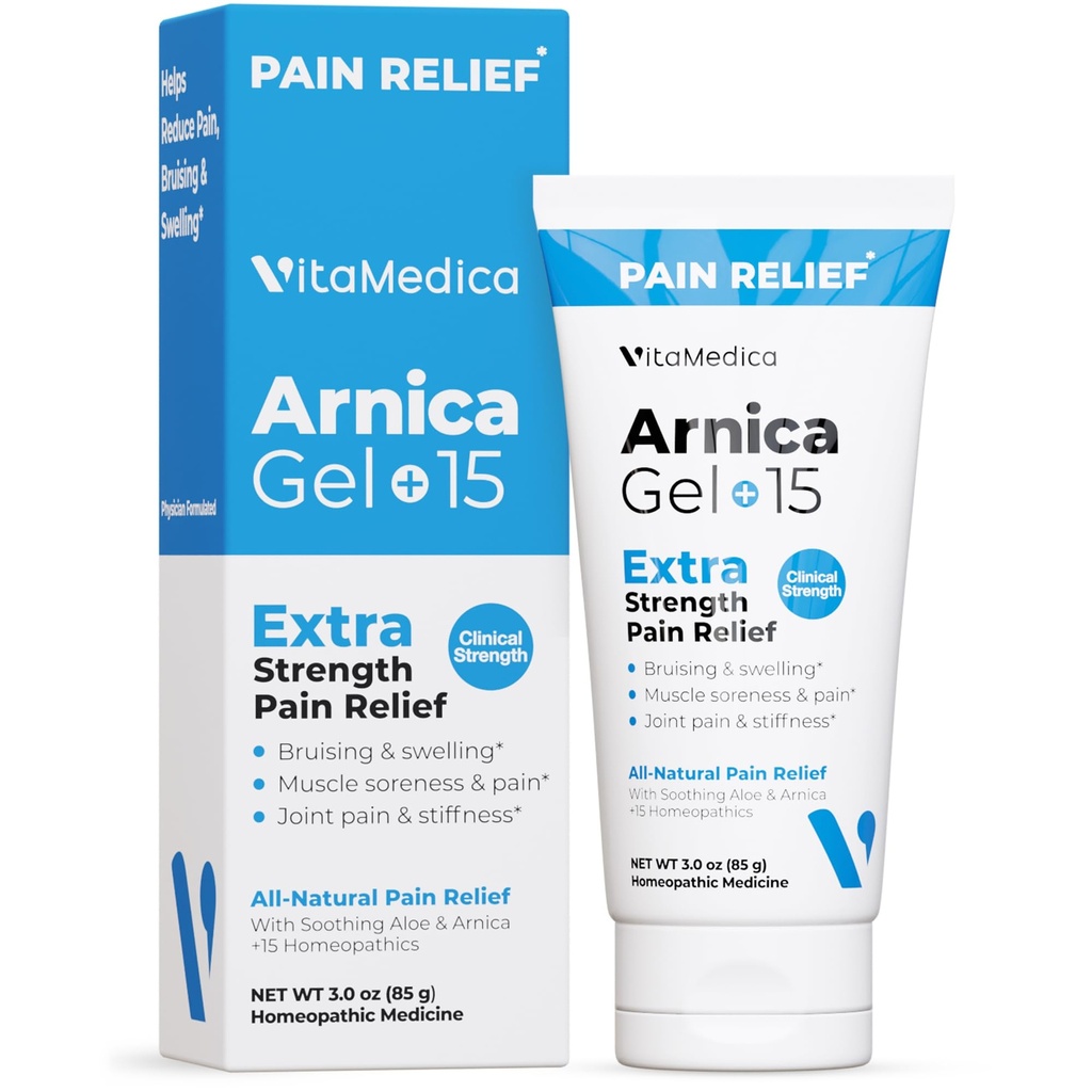 VitaMedica Arnica Gel Plus 15 Compuestos de plantas de curación, Fórmula de Fuerza Extra para Bruising, Hinchazón, Dolor Conjunto, Soreness Muscleo & Stiffness, Alivio de Dolor