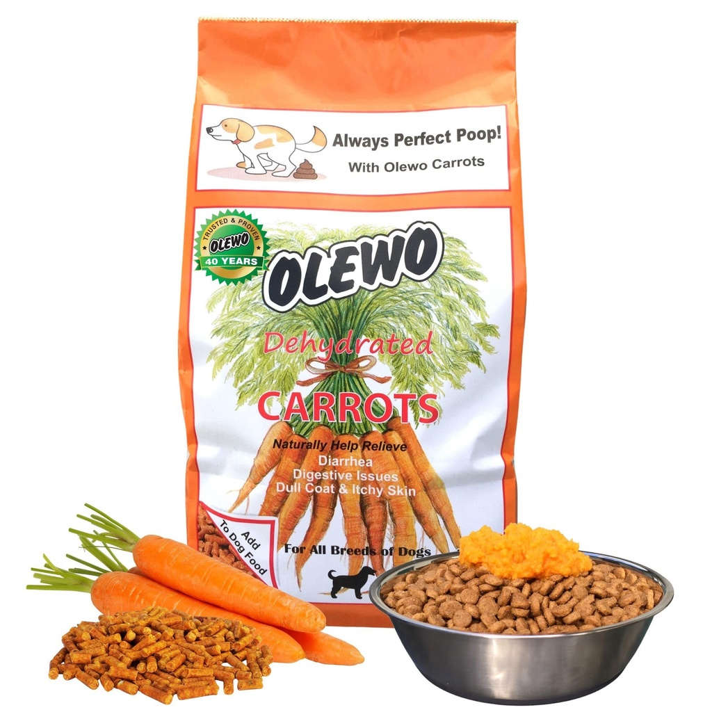 Carrotas originales de Olewo para perros – Fibra para el Poop perfecto, Toppers de alimentos de perros deshidratados para comedores de Picky, Esquí natural &amp; Soporte de la carne, Multivitamina, Probióticos para la salud de Gut Digestivo, 1 lb