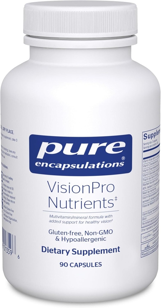 Encapsulaciones puras VisionPro Nutrients ← Hypoallergenic Complejo multivitamínico/Mineral para mantener una visión saludable
