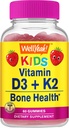 WellSí Vitamina D3 + K2 para Gummies Infantiles - Vitamina D3 1000 UI, K2 100 MCG - Soporte para la salud ósea y muscular, sabores naturales, GMO Gratis, Gluten Gratis, Vegan - K2 D3 Suplemento vitamina- 60 Gummies
