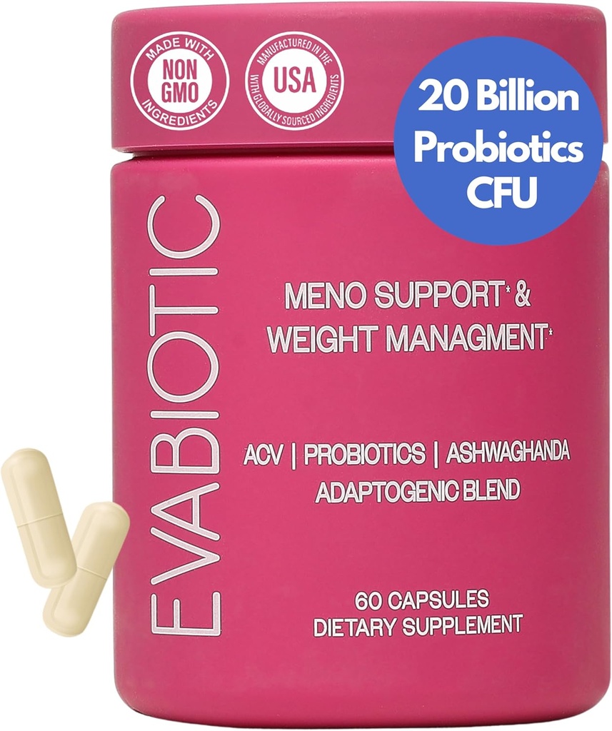 Vitaminas de la menopausia completas - Ashwaghanda, Probióticos, ACV para la gestión del peso, Flash calientes, sudaderas nocturnas, rubor, equilibrio hormonal - Vegan 60 cápsulas suplementos de la menopausia para mujeres no GMO