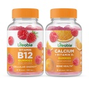 Vitamina B12 + Calcio con Vitamina D, Gummies Bundle - Gran Tasting, Suplemento de Vitamina, Gluten Gratis, GMO Gratis, Chewable