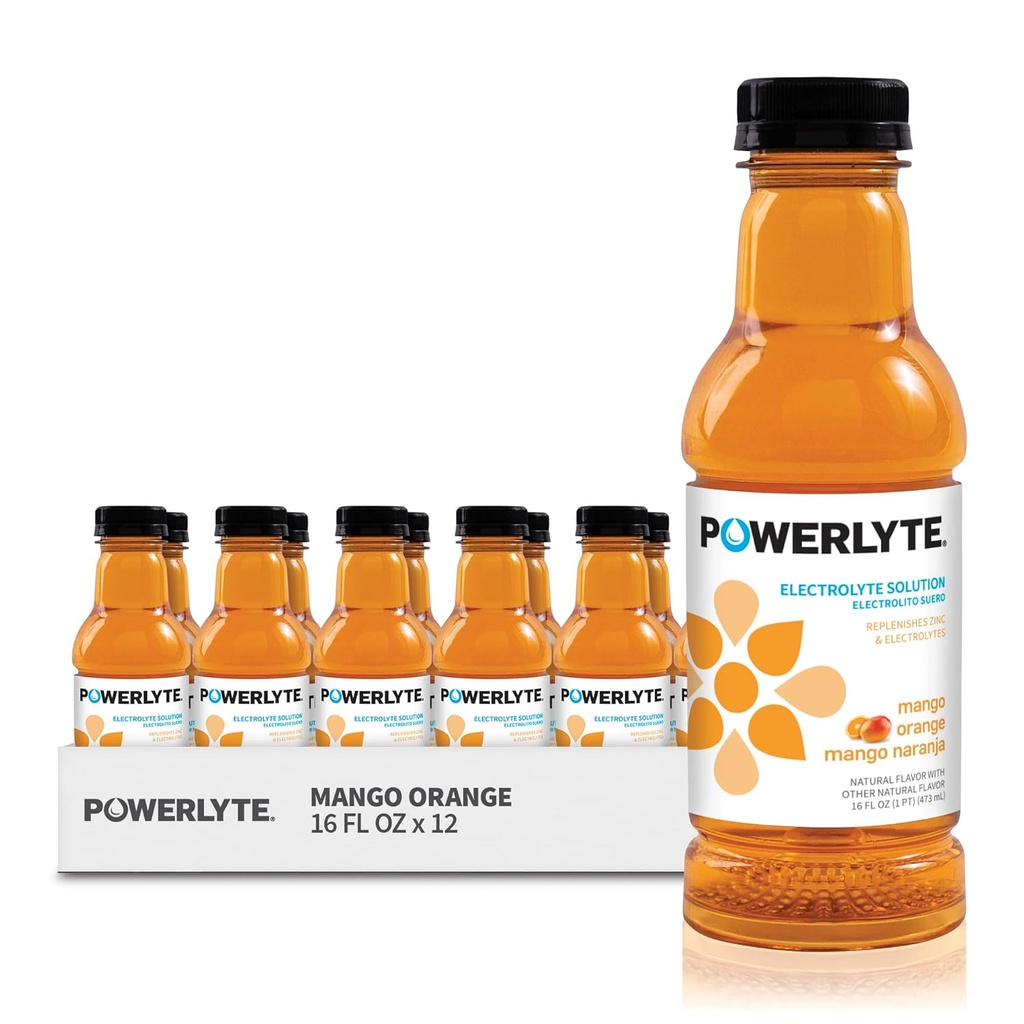 Hidratación deportiva Electrolyte Solution Drink for Rehydration ← Mango Orange ← 16 Fl Oz Silencio 12-Pack