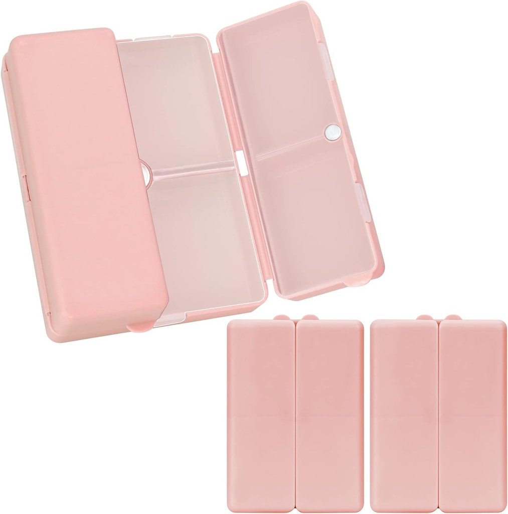 FYYY Organizador diario de píldoras, 2 piezas 7 Portable Pill Case Travel,Folding Design Pill Box for Purse Pocket to Hold Vitamins,Cod Liver Oil,Supplements and Medication-Pink
