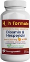 H Fórmula - Suplemento de Hemorroides, Extracto de Castaña de Caballo 300 mg, Diosmin Hesperidin 1000 mg, para el dolor, picazón y alivio de quemadura, 60 cápsulas