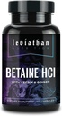 Leviathan Betaine HCl con Pepsin & Ginger - Enzymes Digestivos Suplemento para la ayuda de la digestión " Apoyo, ácido estomacal " Absorción de nutrientes