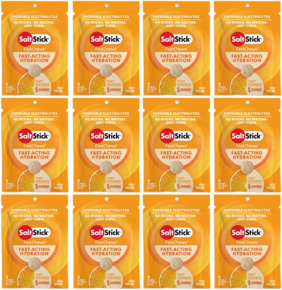 SaltStick Electrolyte FastChews - 120 Conde Orange Flavor - Electrolyte Tablets for Hydration, Salt Tabs - 10 Conde (Pack of 12)