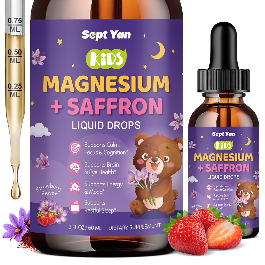 gotas líquidas de magnesio Glycinate, 1000mg Magnesium Glycinate, Citrate & Threonate with Cellulose Fiber, L-Theanine, Vitamina B &amp; C para el sueño, músculo, energía &amp; relax, sabor libre de azúcar