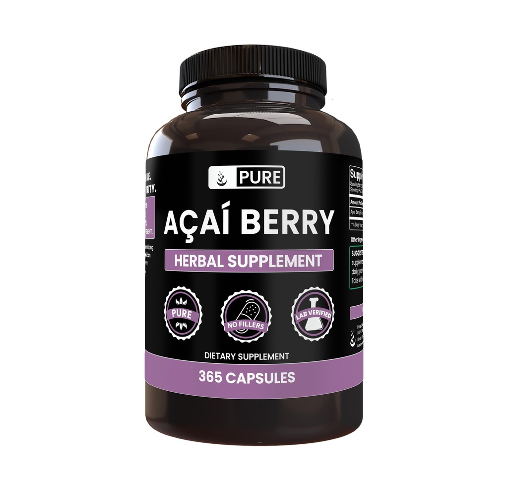 PURE ORIGINAL INGREDIENTES Acai Berry (365 cápsulas) No hay magnesio o rifles de arroz, siempre puro, lab Verified