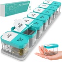 Extra Large Weekly Pill Organizer - XL Vitamin Holder con 7 Compartimientos de PM desmontables - Dispensador de Medicina Portátil para Home and Travel, Gran Contenedor de Suplemento para Uso Semanal o Diario, Mint