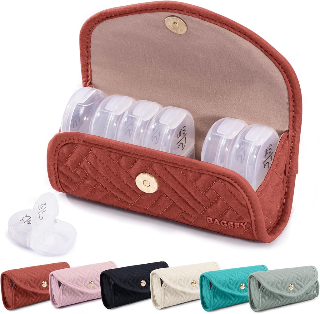 BAGSFY Organizador semanal de píldoras 2 veces al día en un Cute Fabric Pill Case, Medicine Bag, AM PM Pill Box 7 Day, Portable Medication Travel Case for Pills, Vitamins, Fish Oils, Supplements.