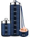 Mossime Metal Travel Pill Organizer, Portable 7 Day Vitamin Organizer Stackable, Waterproof 1 Times A Day Pill Box, Gran Contenedor de Pill, Daily Medicine Organizer for Vitamin, Fish Oil, Supplement