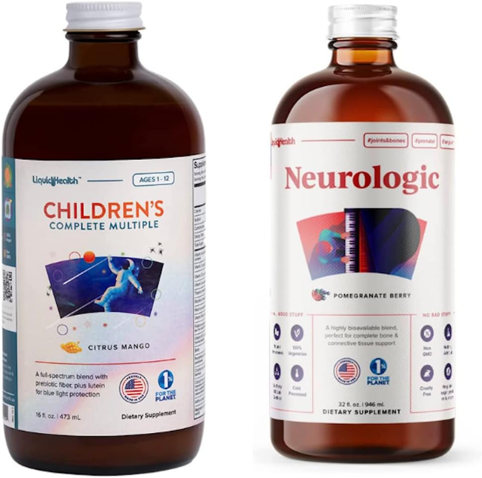 LIQUIDHEALTH Multivitamínico líquido para niños y brotes cerebrales Suplementos de vitamina líquida neurológica