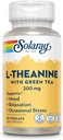 SOLARAY L-Theanine 200mg con té verde - Modo saludable, relajación y estrés ocasional Apoyo - laboratorio Verificado, Vegan, Gluten Gratis - 90 Servimientos, 90 VegCaps
