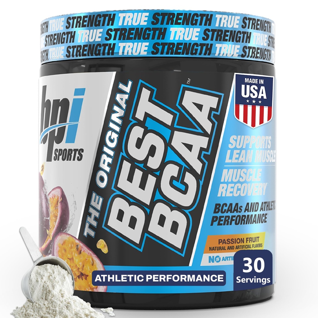 BPI Sports Best BCAA Powder - Muscle Recovery Support - Branched Chain Amino Amino Acids ¦ Building Blocks of Protein and Muscle - Post Workout Recovery – Hydration - Passion Fruit, 30 Servings
