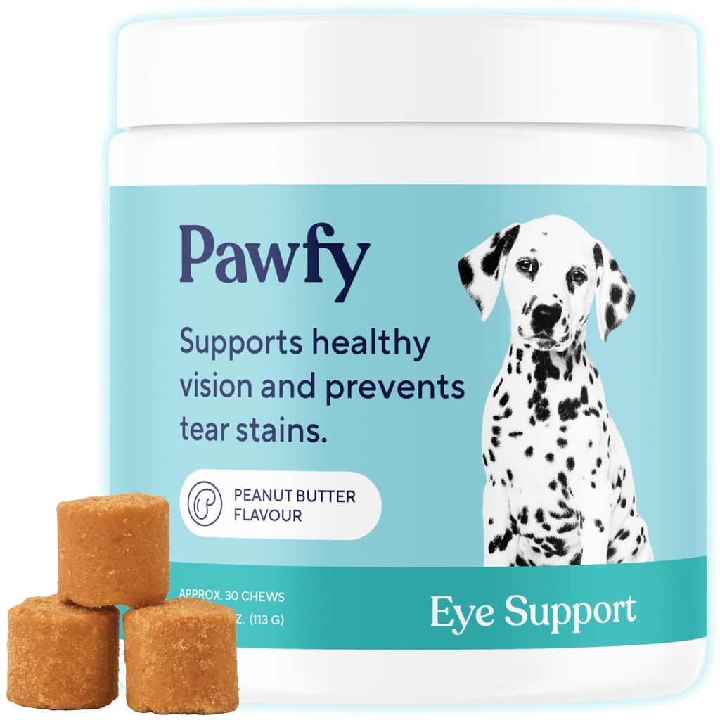 Pawfy Eye Support Soft Chews  Prevent Tear Stains ← Soporte Eyesight Silencio General Eye Health ← Luthein, Krill Oil &amp; Astaxanthin