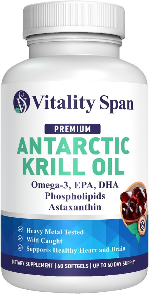[BRSROAIFDEJQIDT5] Aceite de Krill Antártico Omega 3 Astaxanthin Choline DHA EPA, Absorción Superior, Fuerza Extra, No Pasta de Aceite de Pescado, Pruebas de Metal Pesado, Softgeles de tamaño pequeño 500mg