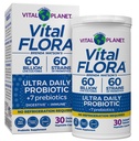 Vital Planet - Vital Flora Ultra Daily Probiotic 60 Billion CFU, 60 Diverse Strains, 7 Prebióticos Orgánicos, Apoyo Inmunitario, Estante de Salud Digestivo Probióticos Estables para Mujeres y Hombres 30 cápsulas