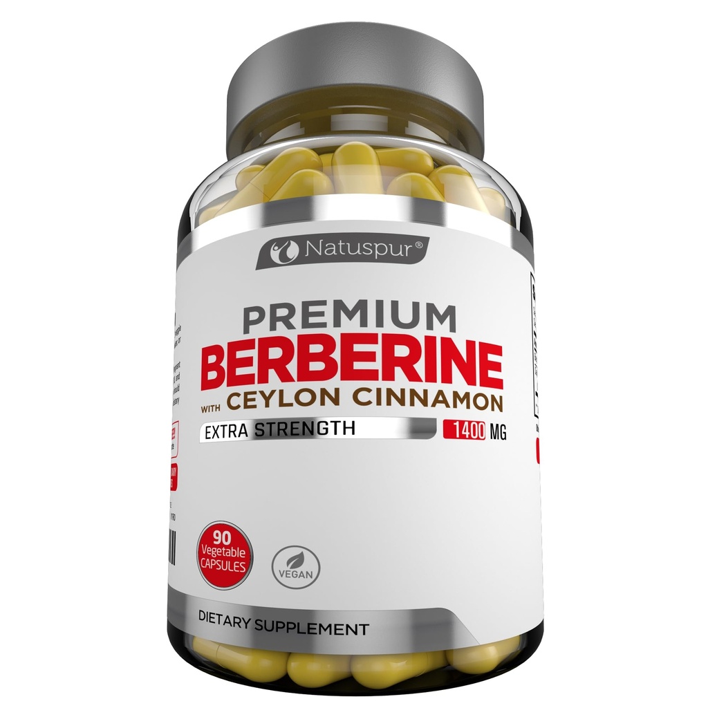 Premium Berberine HCL Plus Ceylon Cinnamon 1400mg – Berberine HCI Root Suplemento