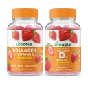 Lifeable Collagen &amp; Vitamina C + Vitamina D 5000 UI, Gummies Bundle - Gran Tasting, Suplemento de vitamina, Gluten Gratis, GMO Gratis, Chewable Gummy