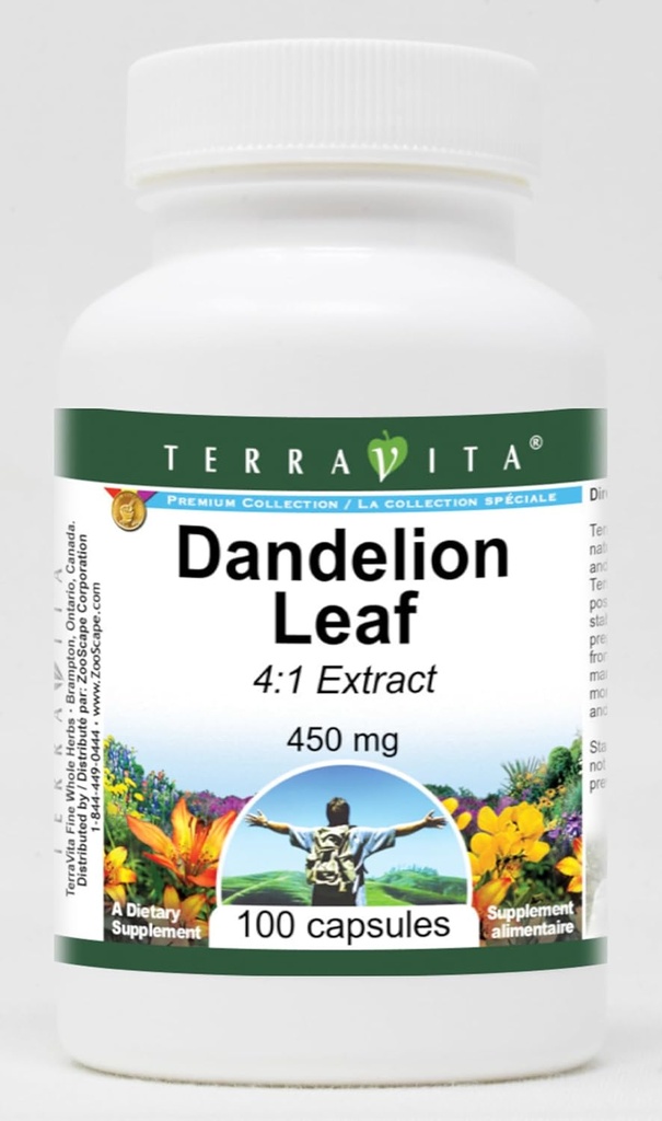 Hoja de Dandelión 4:1 Extracto - 450 mg (100 cápsulas, ZIN: 520891)