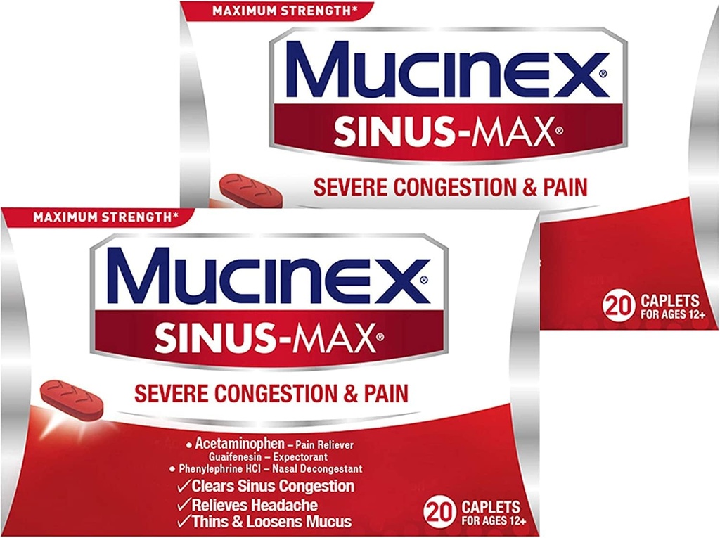 Sinus-Max Congestion & Pain Caplet (20 Conde (Pack of 2))