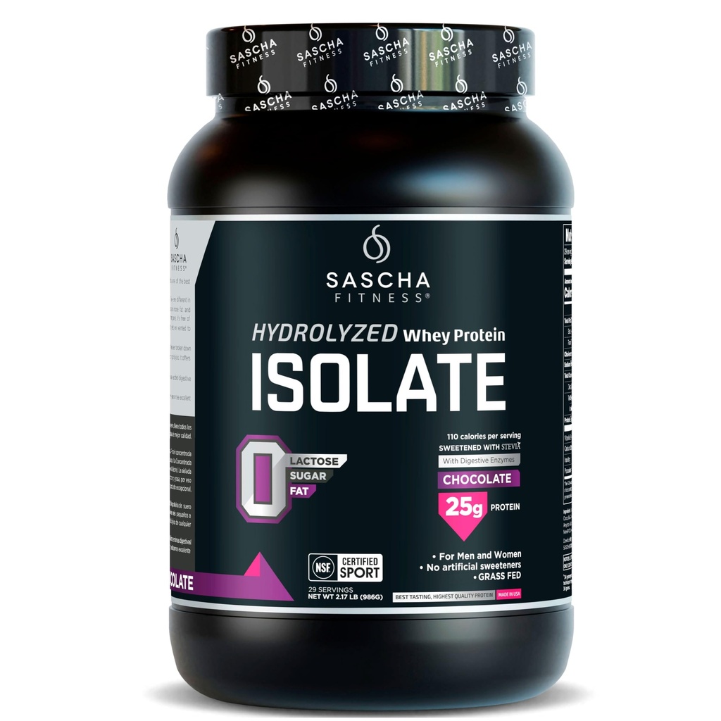 SASCHA FITNESS Hidrolyzed Whey Protein Isolate,100% Grass-Fed (2 Pound,Chocolate)