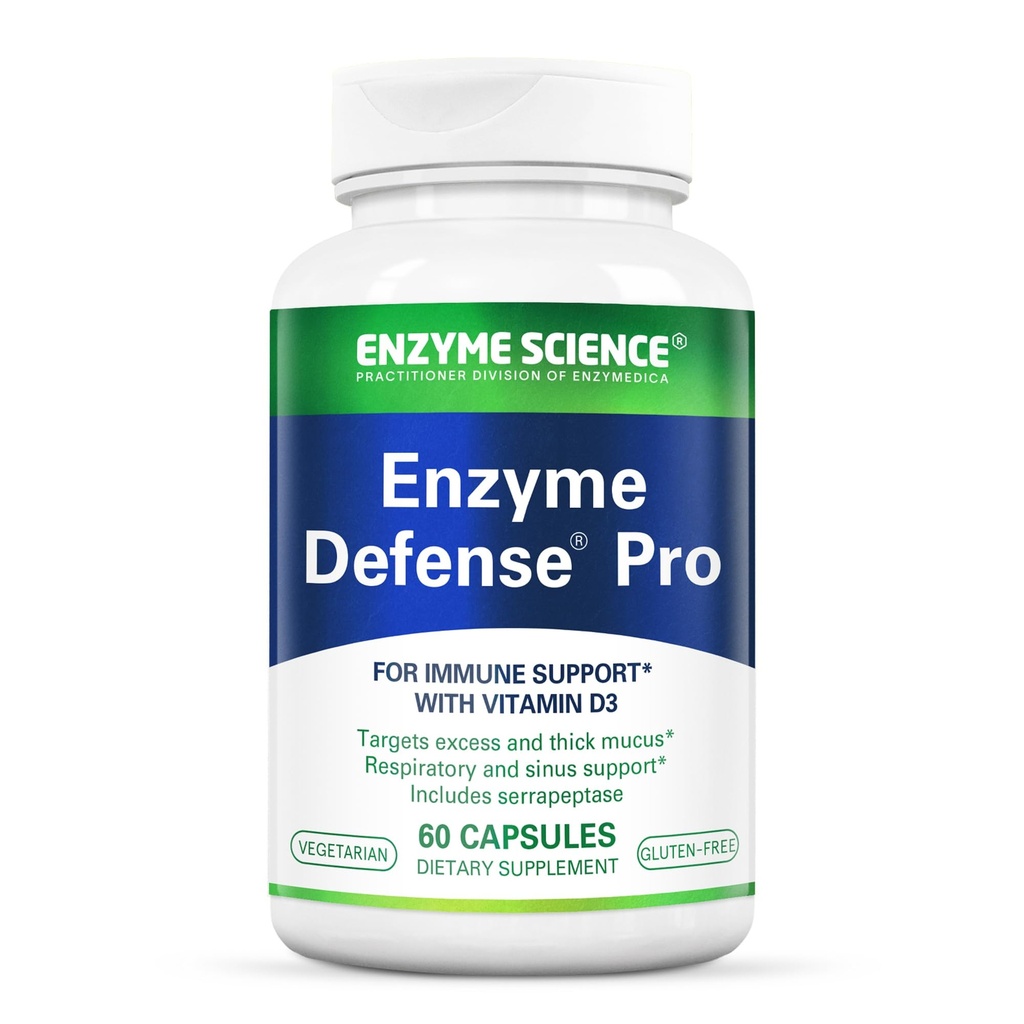 Enzyme Science Enzyme Defense Pro, 60 cápsulas – Suplemento de Apoyo a la Inmunidad – Formulado con Vitamina D3, L-Lysine, Calcio y Protease–Enzyme Digestion Support – Sistema Inmune