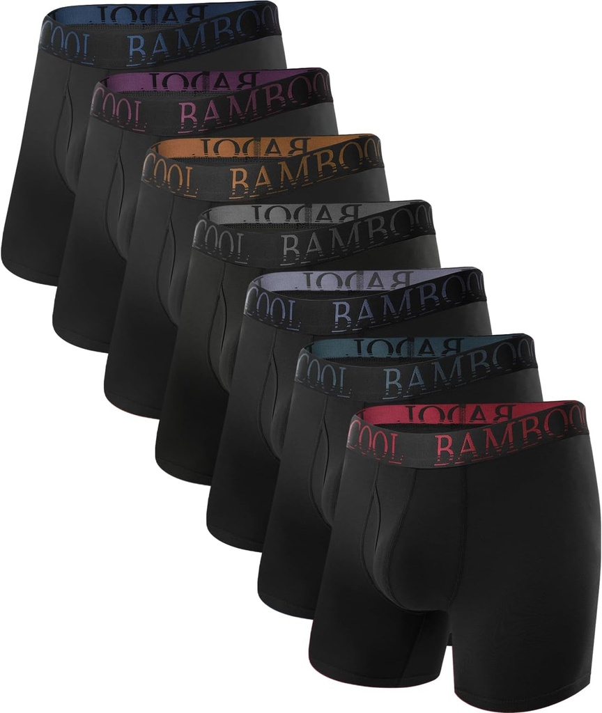 [BRSROGA7OAHG2YIV] BAMBOO COOL Hombres Ultra ComfortSoft Ropa interior, Moisture Wicking & Breathable No Ride Up Boxer Briefs with Fly, Multipack