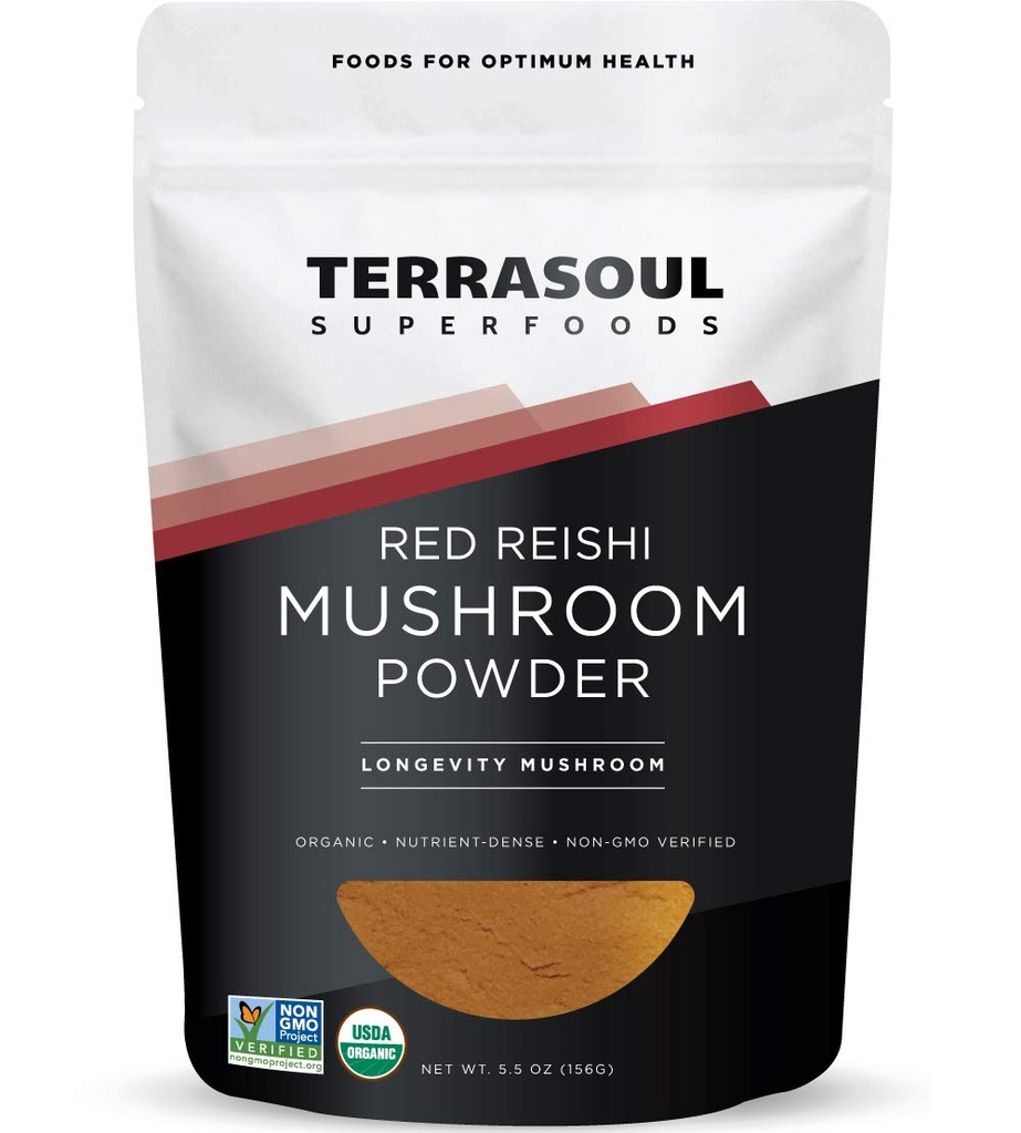 Terrasoul Superfoods Organic Reishi Mushroom Powder (4:1 Extracto), 5.5 Oz, Apoyo Inmunitario, Alivio del Estrés, Mejor sueño, Abrace El Poder de los Mushrooms Adaptogénicos