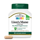 21st Century Lion's Mane 2,100 mg, Plus Black Pepper Extract, Vegetarian Capsules, 60 Conde