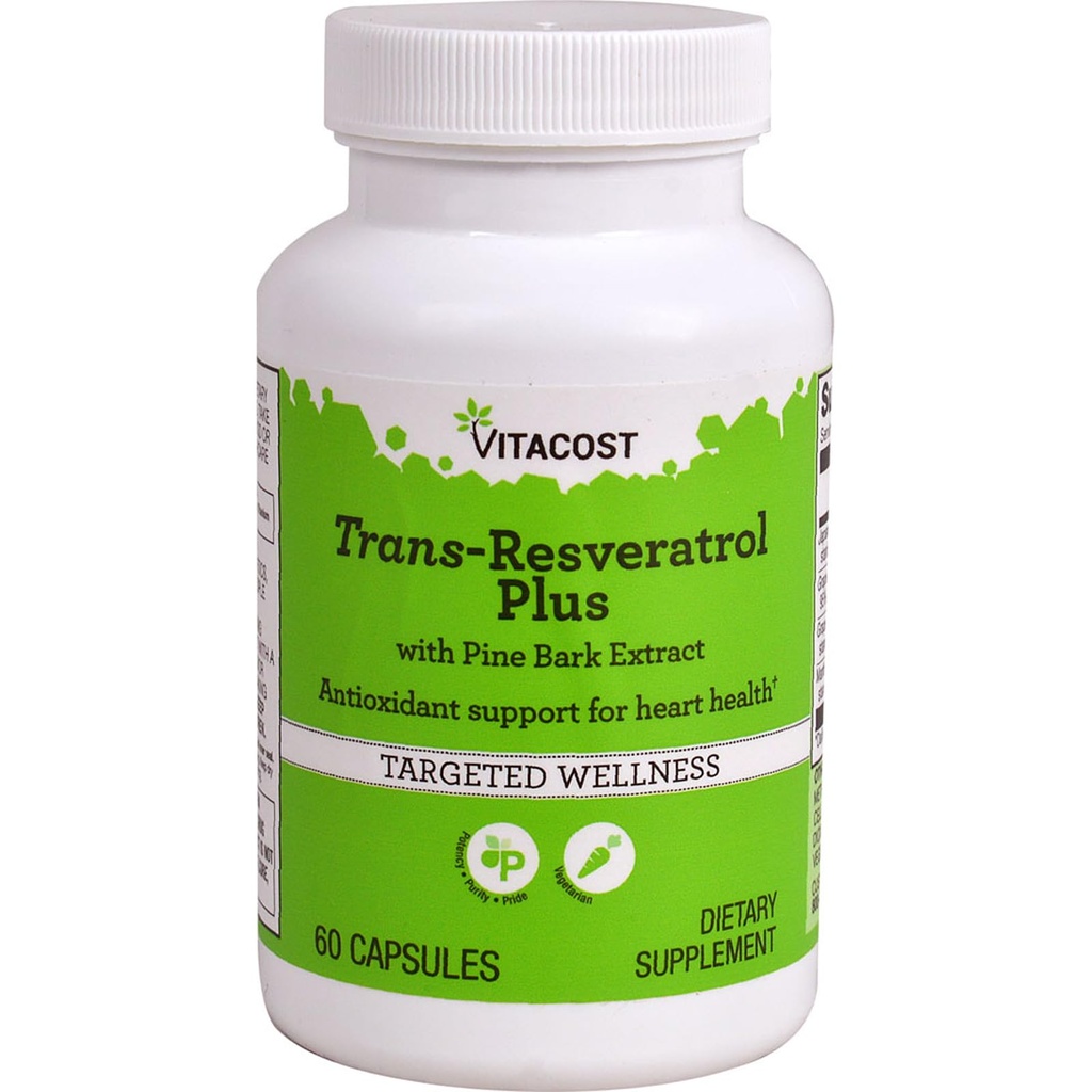 Vitacost Trans-Resveratrol Plus - 60 cápsulas vegetarianas